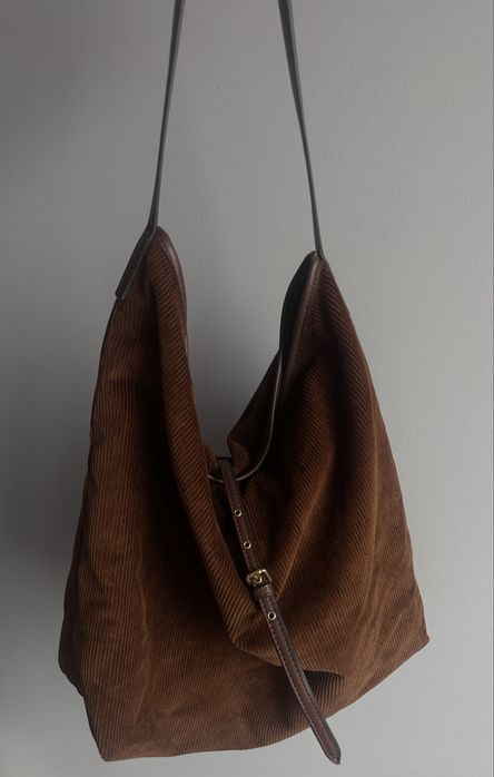 Nowa sztruksowa torba shopper brąz marka Zara