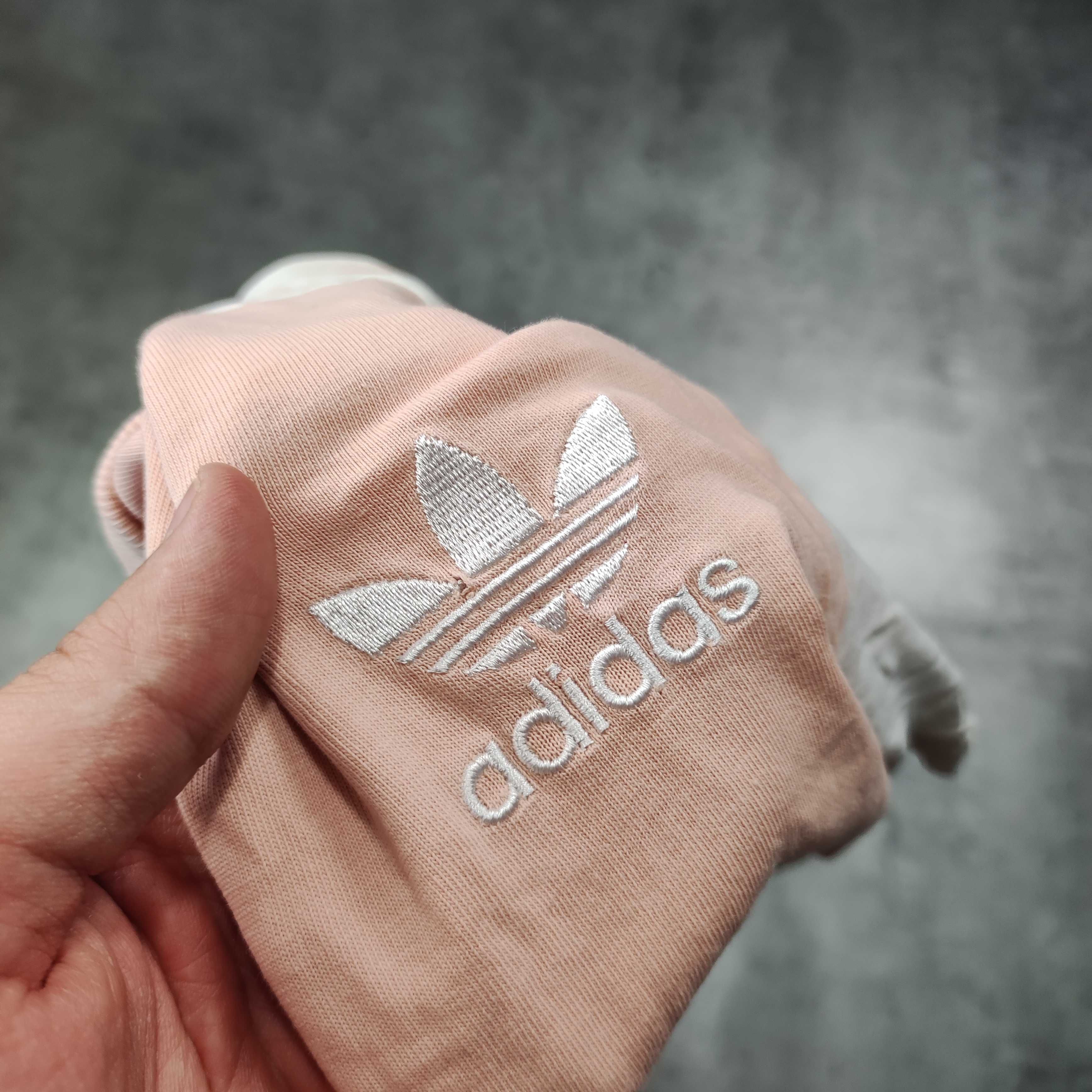 MĘSKA Koszulka Bawełna Lekka California Adidas 3 Paski Pudrowy Róż