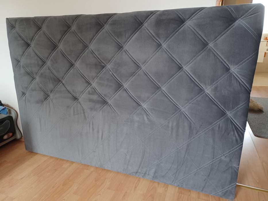 Zagłówek tapicerowany szary pikowany do łóżka szerokość 160 cm lub 170