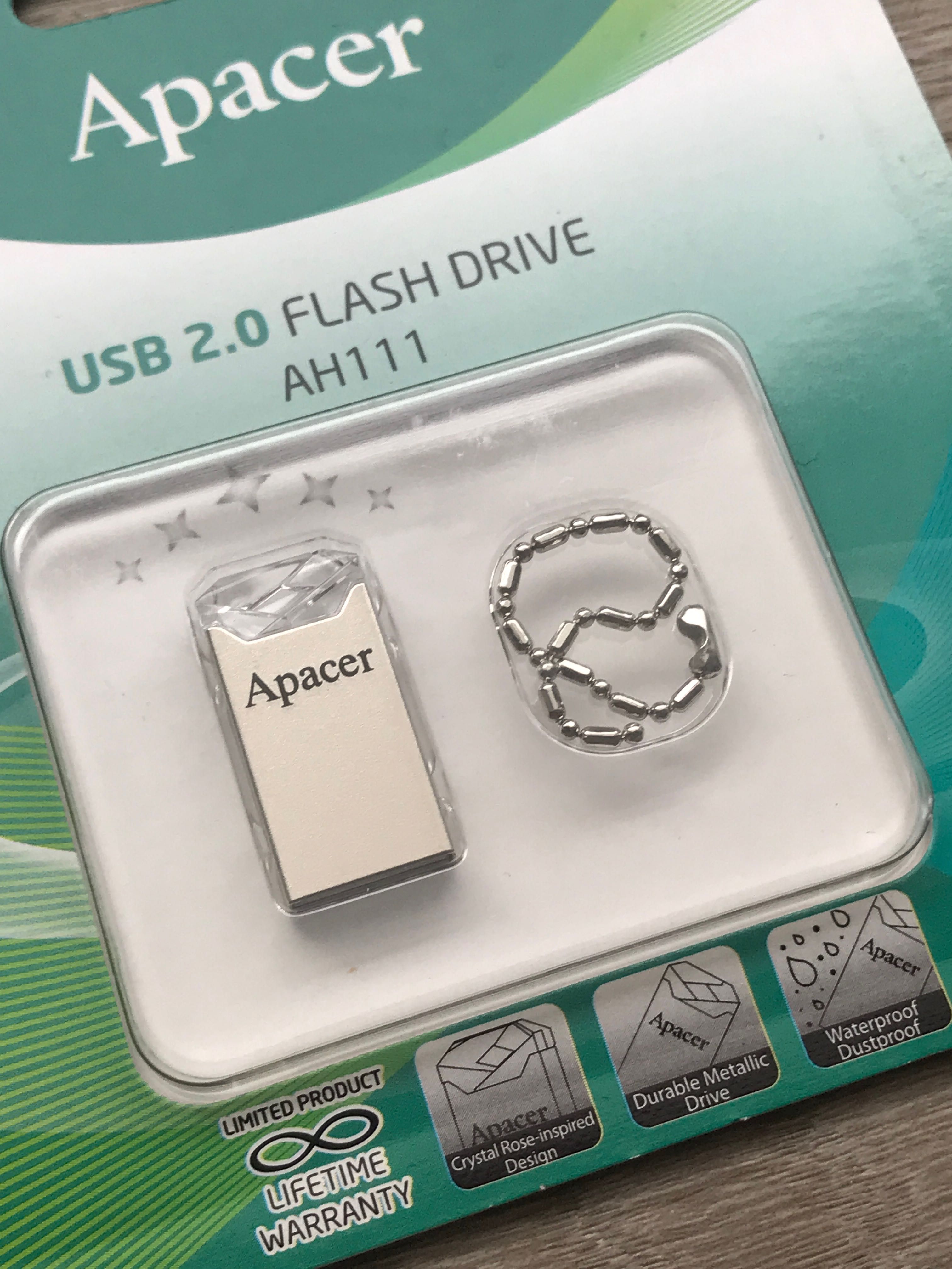 USB флешка Apacer на 16Gb в стальном корпусе и кристалом