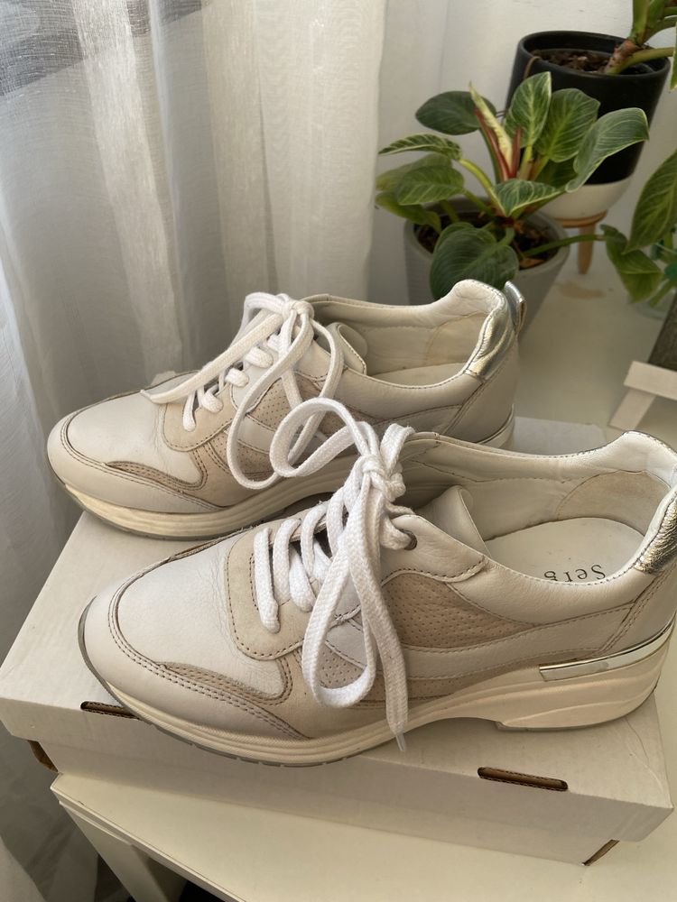 buty sportowe szare beżowe na platformie
