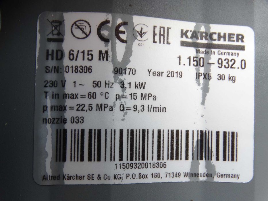 Myjka Ciśnieniowa Karcher HD 6/15 M * 2019 rok