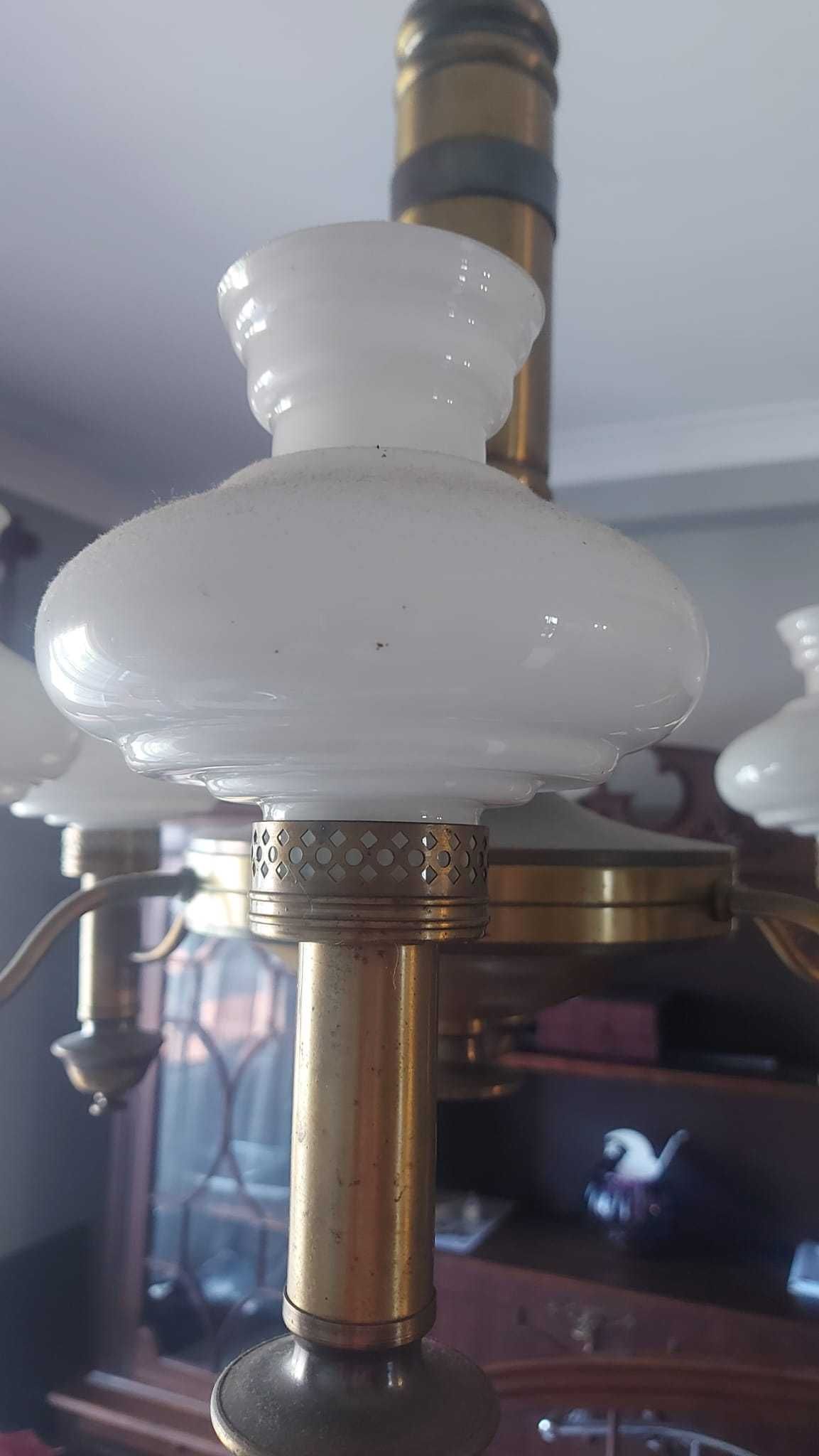 Candeeiro Teto Vintage (metal e vidro) com 6 lâmpadas led E14