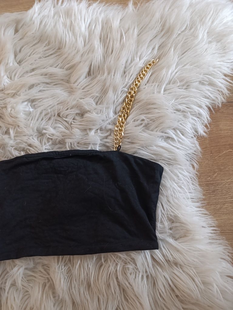 Crop top bluzka na ramiączkach łańcuszki XS s shein sylwester