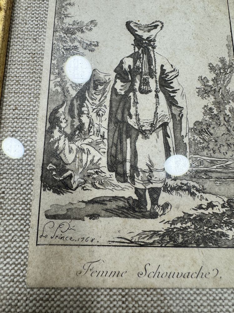 Grafika 1768 Akwatinta Femme Schouvache – Louis Le Prince, oryginał