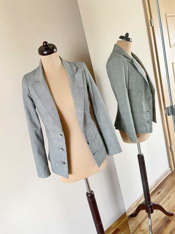 38 36 żakiet marynarka blazer krata dopasowana skrojona basic lipsy