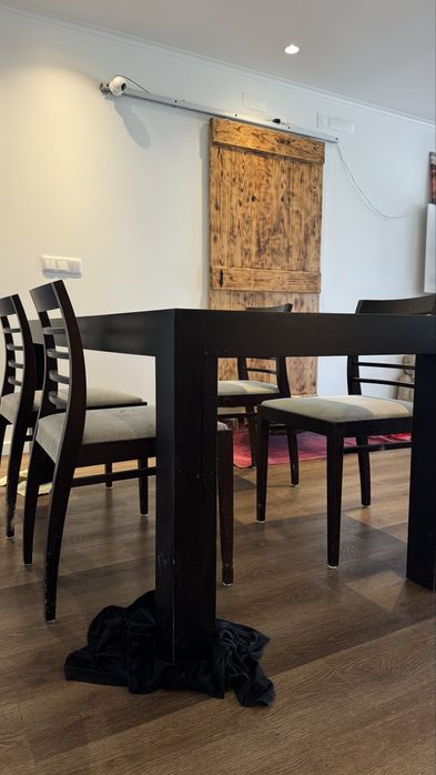 Mesa de Madeira Maciça Tampo em Vidro