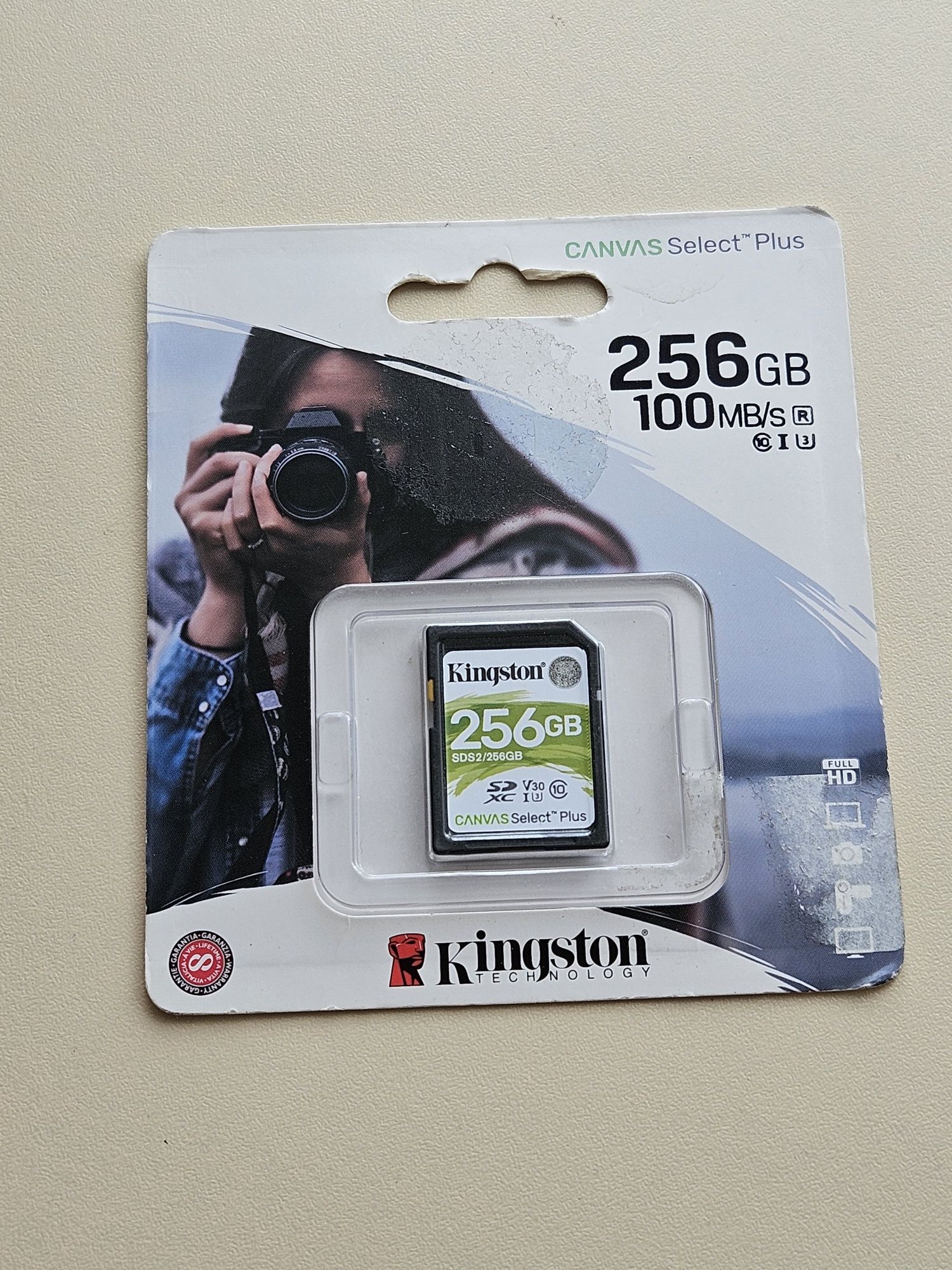 Карта пам'яті SD Kingston Canvas Select 256 Gb нова