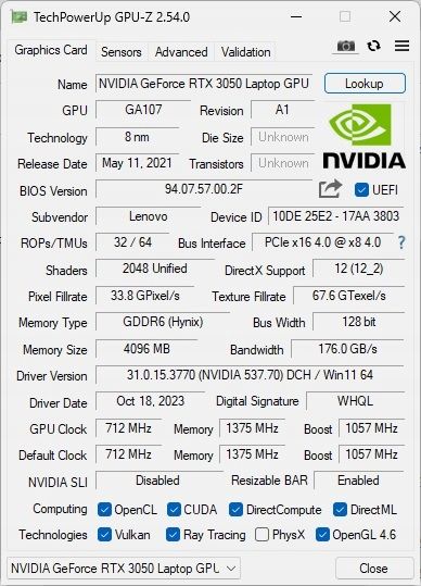 Płyta główna LENOVO YOGA SLIM 7 ProX 14IAH7 i7-12650h 32gb DDR RTX3050