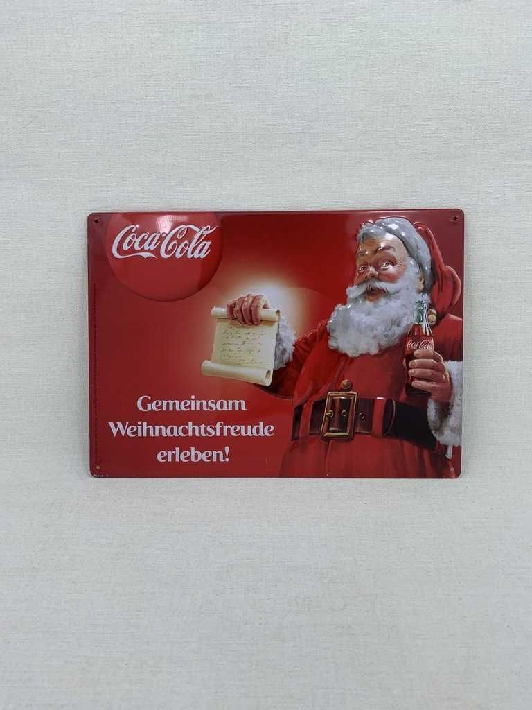 Piękna ozdobna wypukła  blacha - reklama Coca Cola Świąteczna