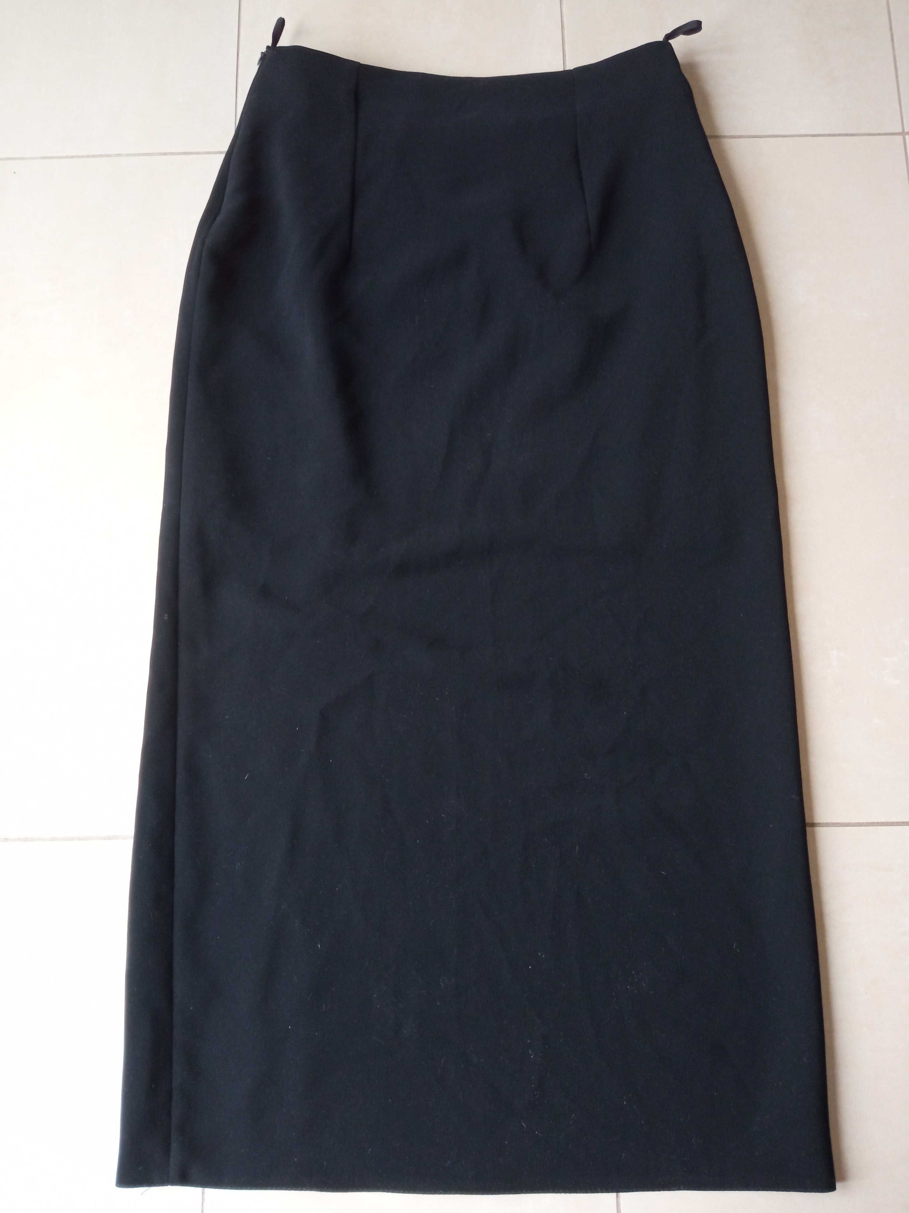 Długa elegancka czarna spódnica obcisła biurowa 42 XL poliester