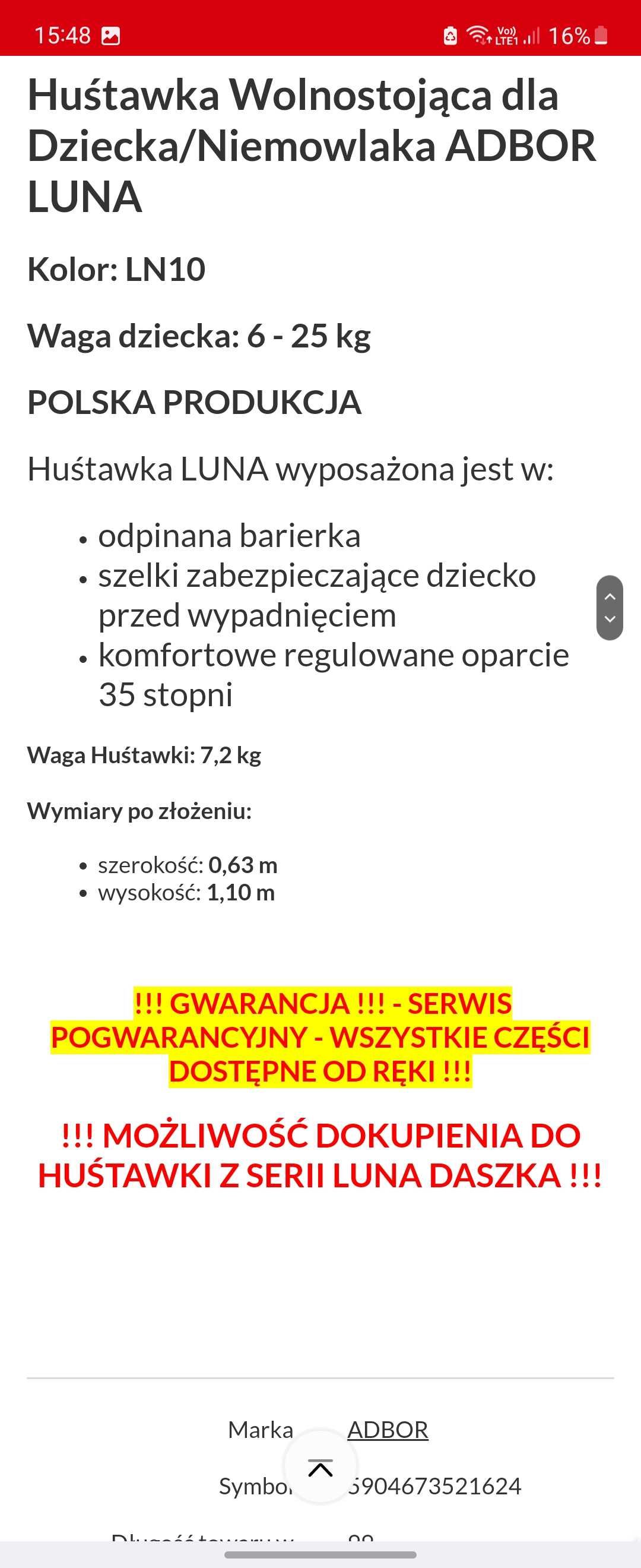 Huśtawka stojąca - nowa