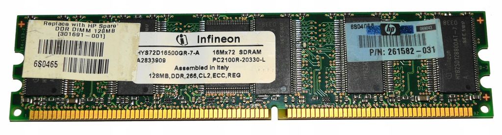 Infineon 128MB DDR 266 CL2 ECC REG PC2100