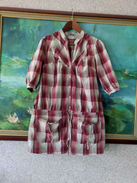 koszula bawełniana tunika bluza rozszerzana kieszenie sportowa casual