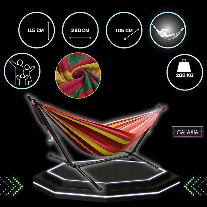 Hamak ze Stelażem Stelaż do hamaka OGRODOWY DWUOSOBOWY XXL Stojak