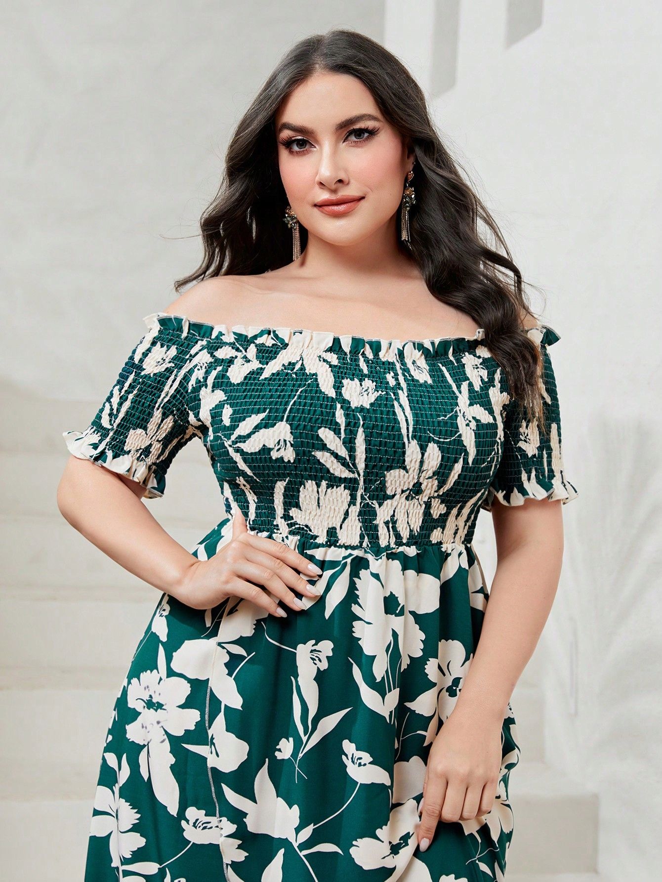 Sukienka Letnia Boho W Kwiaty Hiszpanka Rozkloszowana Midi Shein Xl