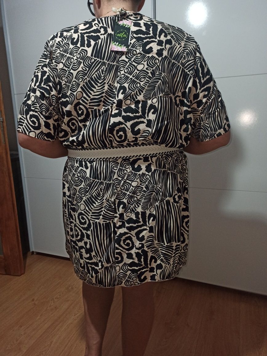 Ultra modna tunika sukienka oversize z paskiem nowa