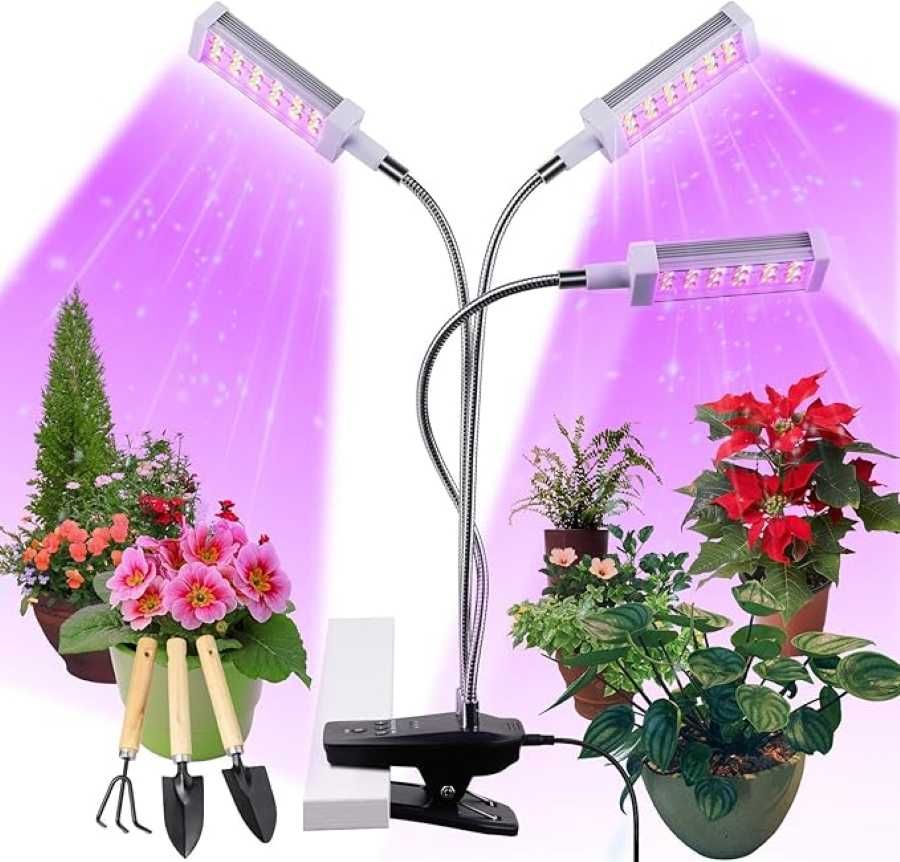 Lampa do roślin LED, 72 W, z 144 diodami LED, pełne spektrum, timer