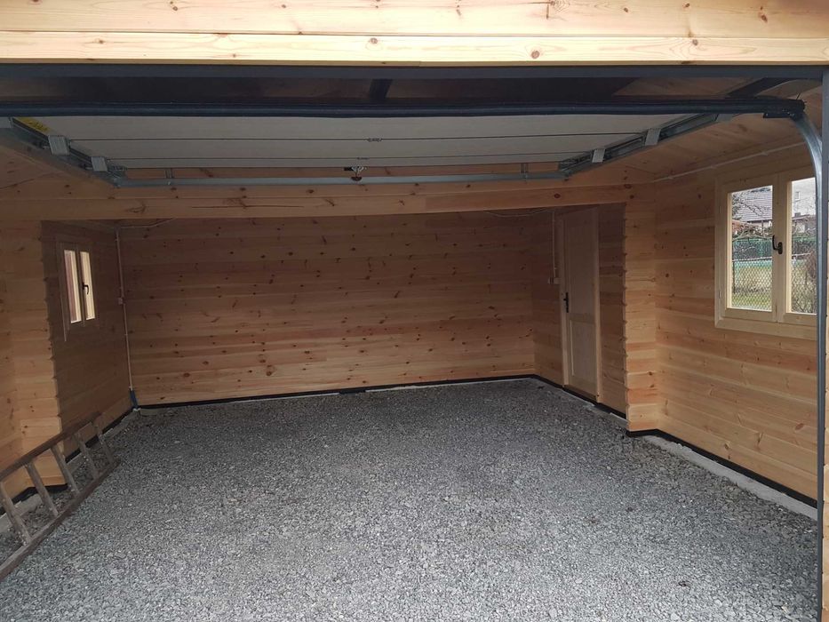 Garaż drewniany domek gosp od19,8m2 ściana z litego drewna gr od 44mm