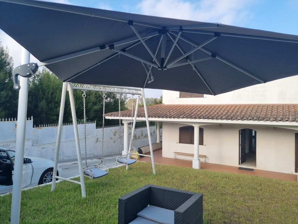 Conjunto Guarda sol, base, capa proteção e toldo extra