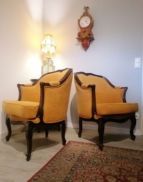 Par Clássicas Poltronas (Cadeirões Bergeres Cadeiras braços) Luís XV