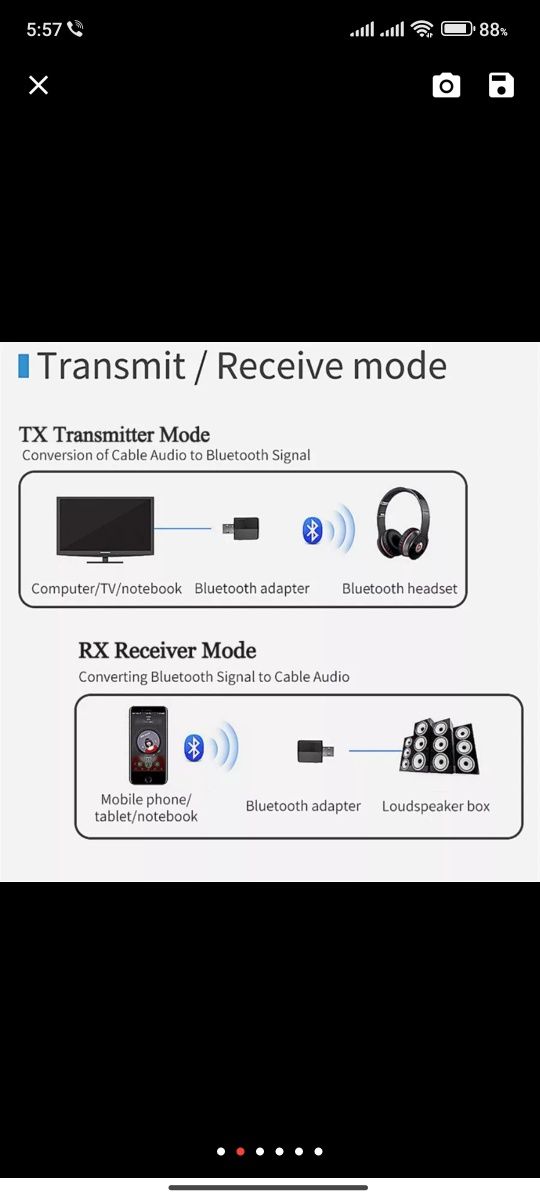 Usb Bluetooth 5.0 адаптер. С аудио каналом. На 3.5.  Для подключения п