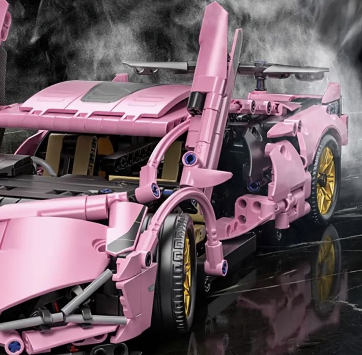 Контсруктор 1300 дет спортивна машина 36*17см lego technic рожева