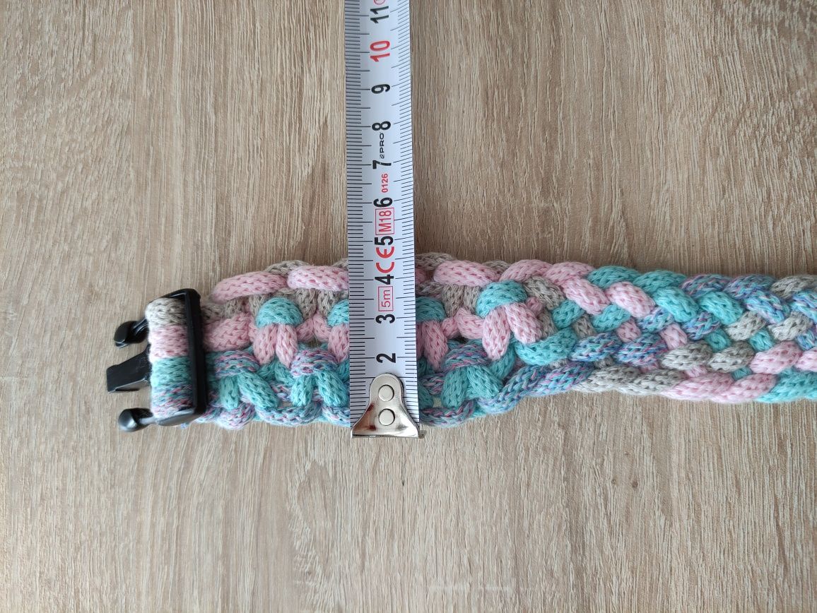 Obroża pleciona makrama dla psa dl. 42 cm pastelowe kolory klamra