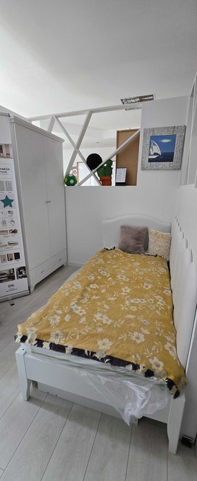 MEBLIK Royal White szafa łóżko z szufladą materac