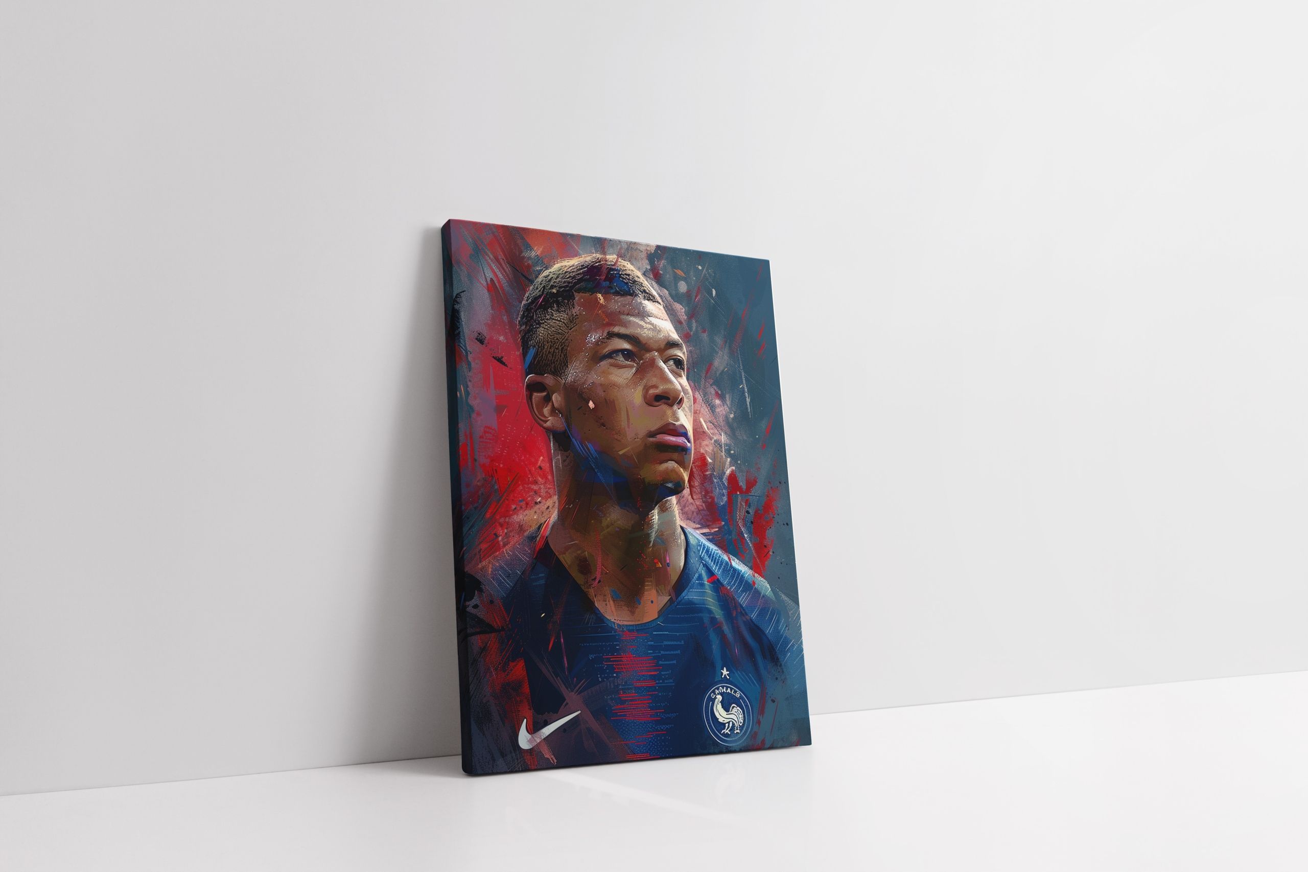 Portret Kylian Mbappé na płótnie 90x120 cm – idealny do wnętrz