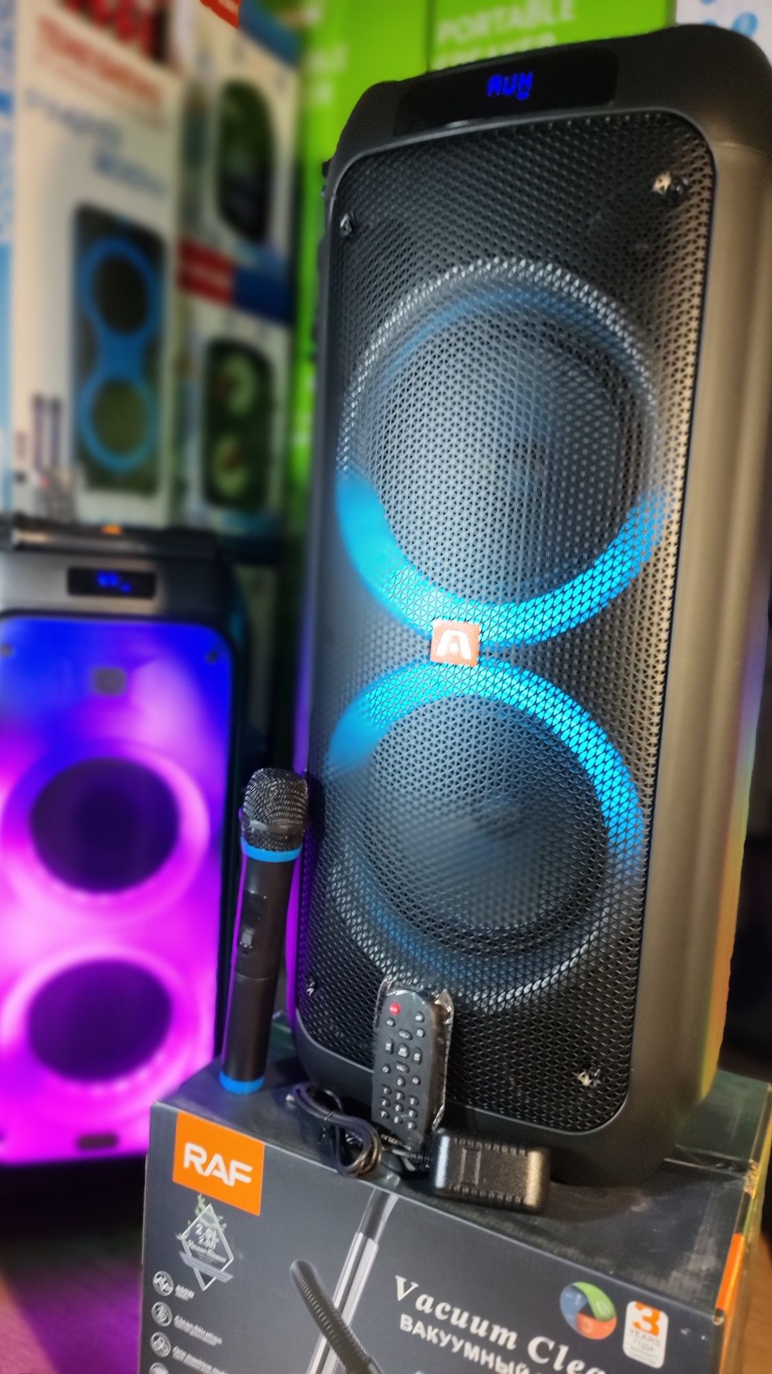 Блютуз акустика Караоке Temeisheng-208 USB/FM//микрофон/пульт ДУ/