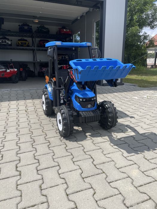 MEGA Traktor na akumulator dla dzieci Z Przyczepą D68 Niebieski 24V