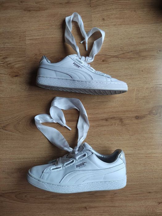 Białe buty sportowe damskie puma heart basket