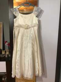 Kremowa tiulowa sukienka dziewczęca - bal, wesele, komunia