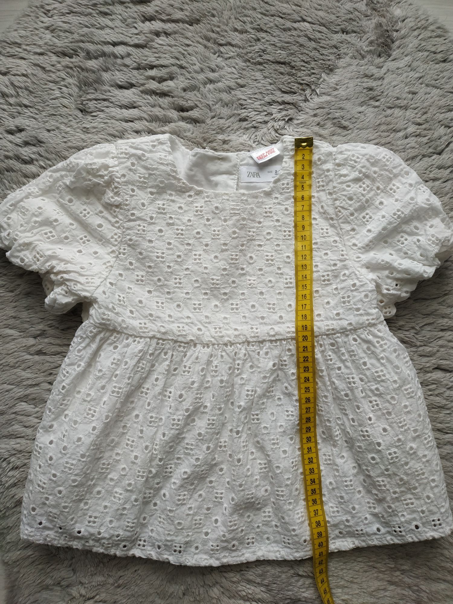 Biała bluzka/tunika na lato/ażurowa/Zara/r.92/98
