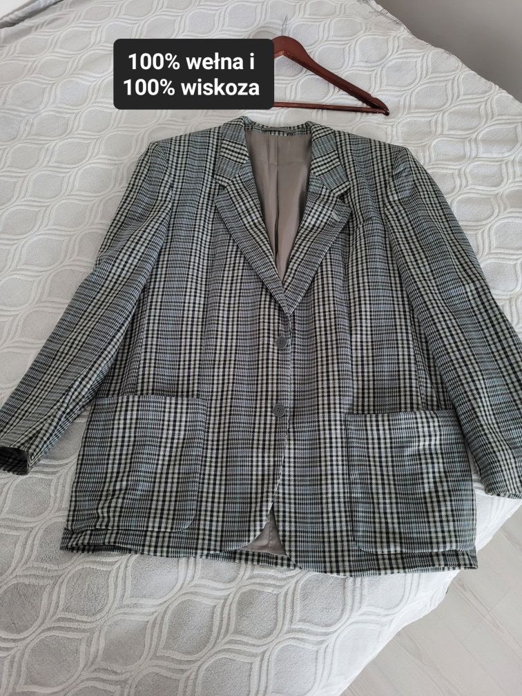 Wełniana marynarka w kratkę Hugo Boss.