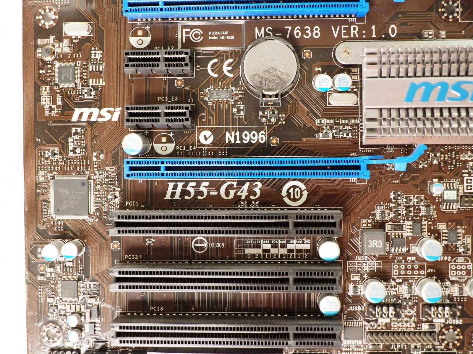 MSI H55-G43 Socket 1156 Материнська плата H55 PCI-Ex16 Core i3/i5/i7