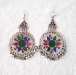 Duże kolczyki orient boho bohemian hippie tribal etno folk srebrny