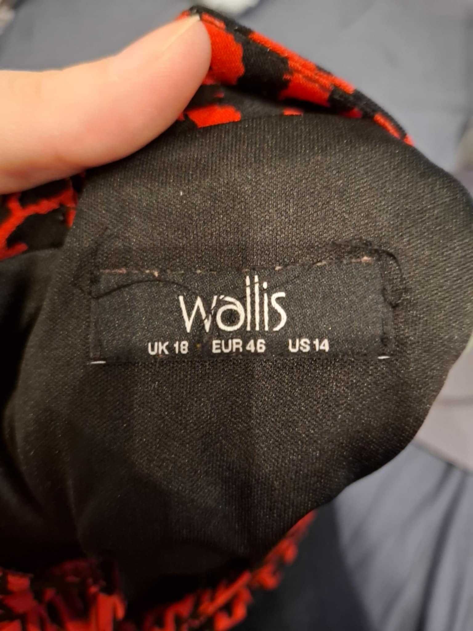 XXXL 46 Wallis elegancka czarna czerwona sukienka koktajlowa panterka