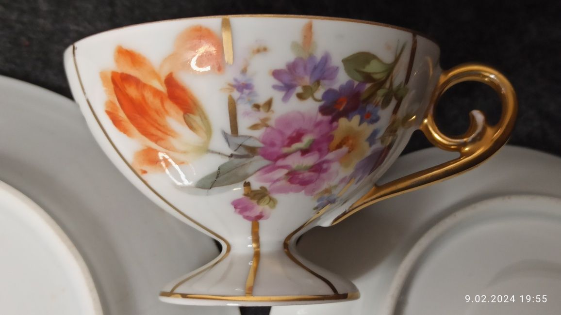 Porcelana Turyngia TRIO Mäbendorf bei Suh Dekor kwiatowy