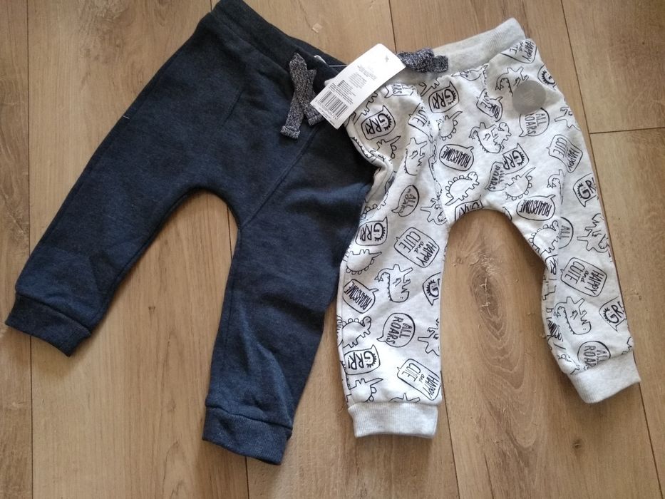 NOWY zestaw komplet 2 spodnie dresowe joggery F&F 80