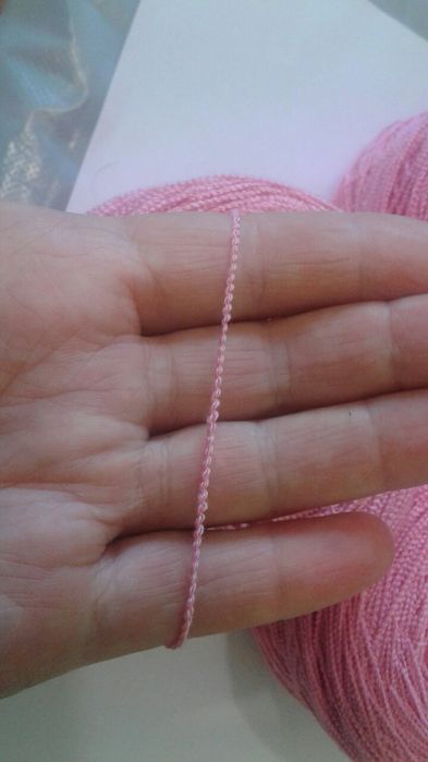 Тонка пряжа нова рожева бавовна з акрилом 500г