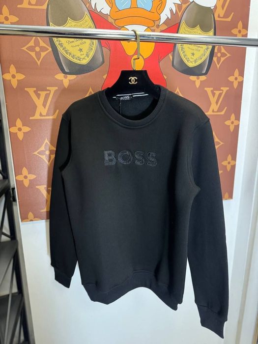 ЦЕНА ТАКОГО 2600! Мужской свитшот HUGO BOSS Кофта черная Босс на флисе