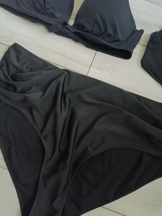 Zestaw kąpielowy Czarny strój kąpielowy Shein 4xl majtki wysoki stan