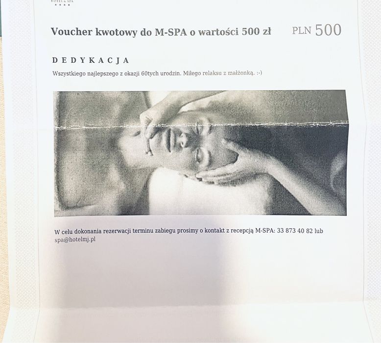 Sprzedam voucher do M-SPA Młyn Jacka Hotel & Spa Jaroszowice. 500 zł