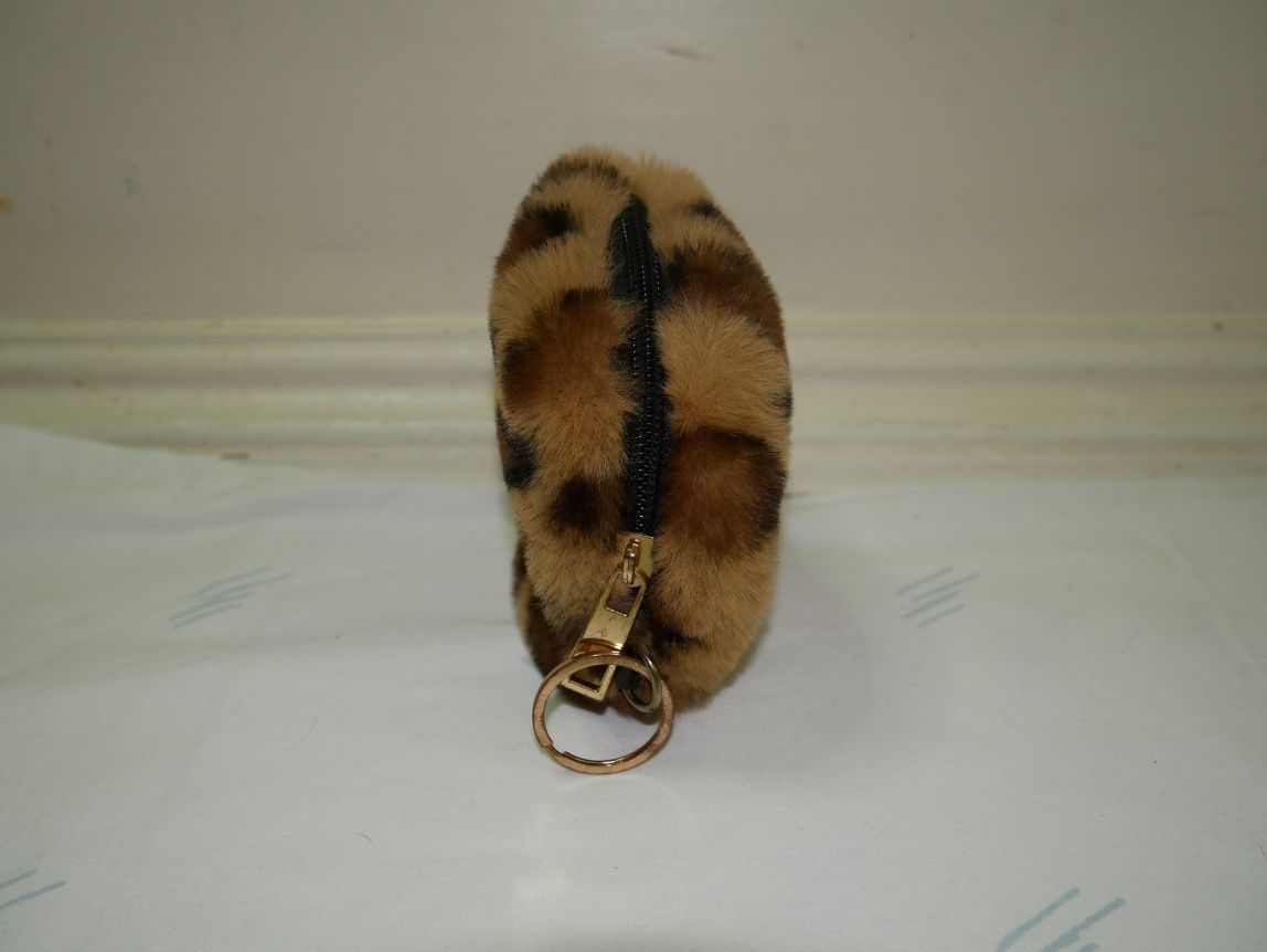 Porta Moedas Em Castanho Padrão Leopardo