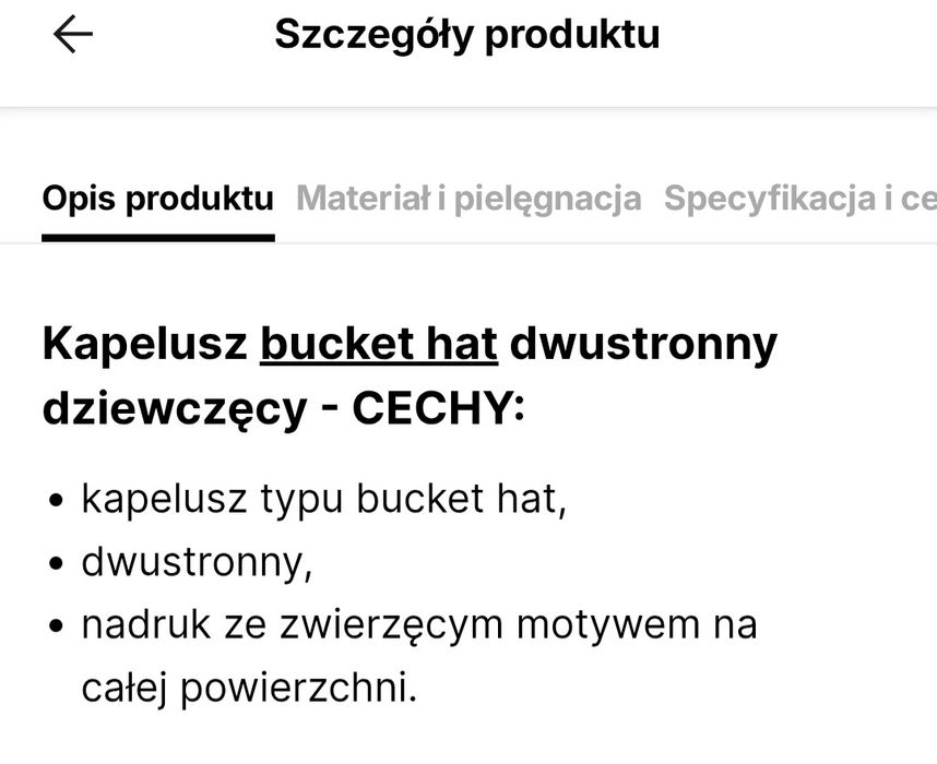 Kapelusz 4F bucket hat
dwustronny dziewczęcy