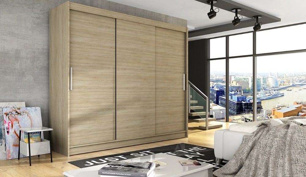 Szafa Przesuwna Garderoba BOSTON 2 250cm LED 4 Kolory DOSTAWA 10 dni