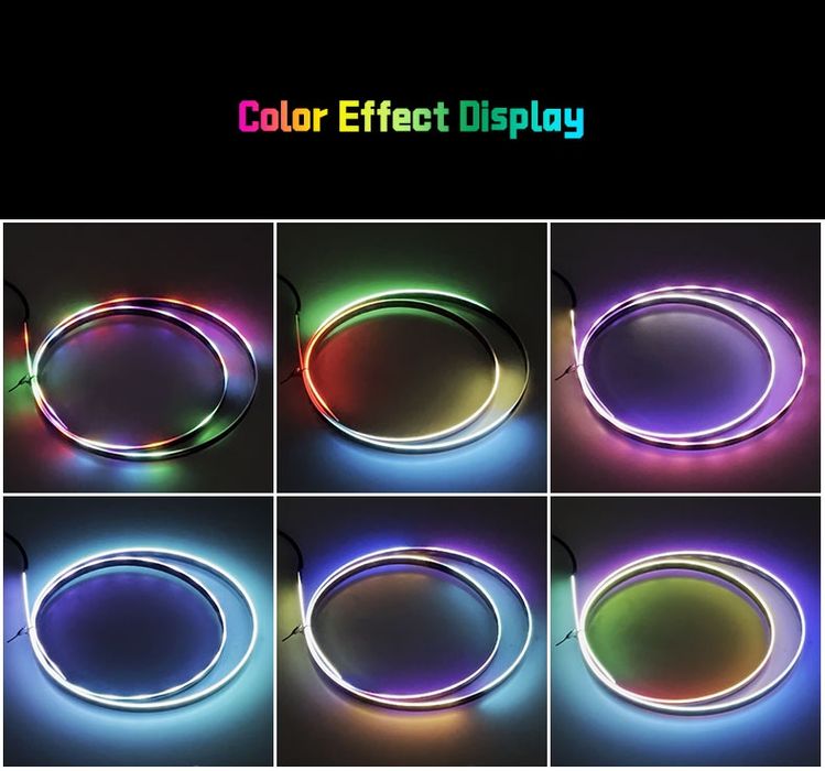 Fita Iluminação Ambiente interior Carro RGB 110cm comando e APP NOVO