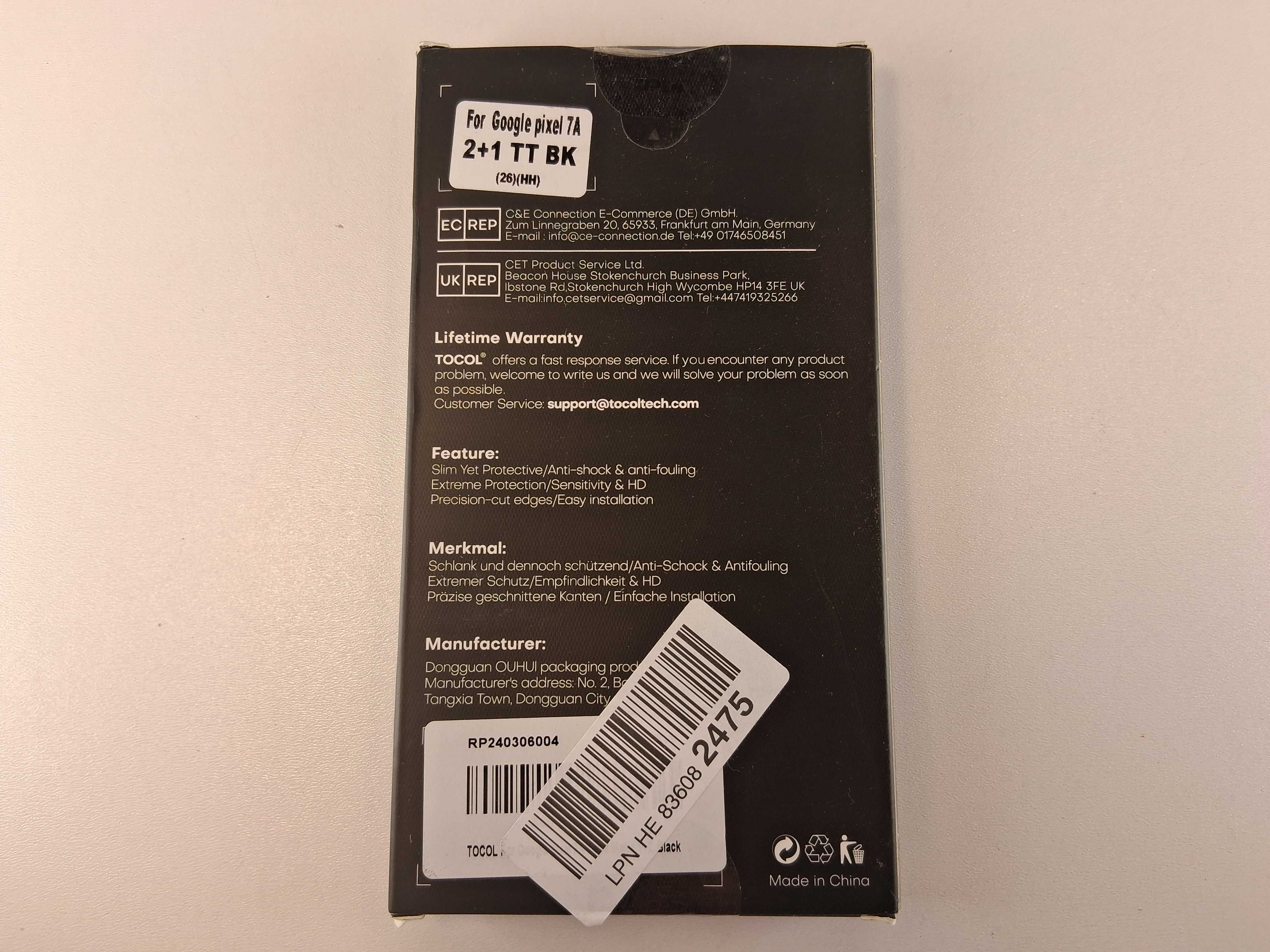 Y173 Etui + Szkło Hartowane Tocol Google Pixel 7A Czarne